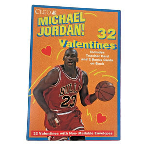 Vintage MICHAEL JORDAN CLEO VALENTINES CARDS NEW SEALED IN BOX 32 VALENTINES